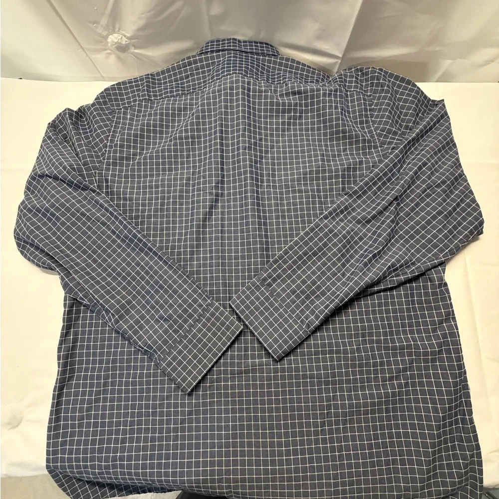 Banana Republic Navy and White Windowpane Dress‎ Shirt